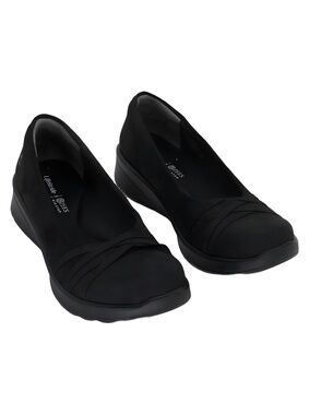 LifeStride Bzees Goody Washable Slip-on Flats Black Fabric Size 11W